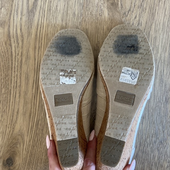 Toms Women’s Peeptoe Sandals Natural Crosshatch Jacquard Espadrilles Size 9.5 - Picture 9 of 9